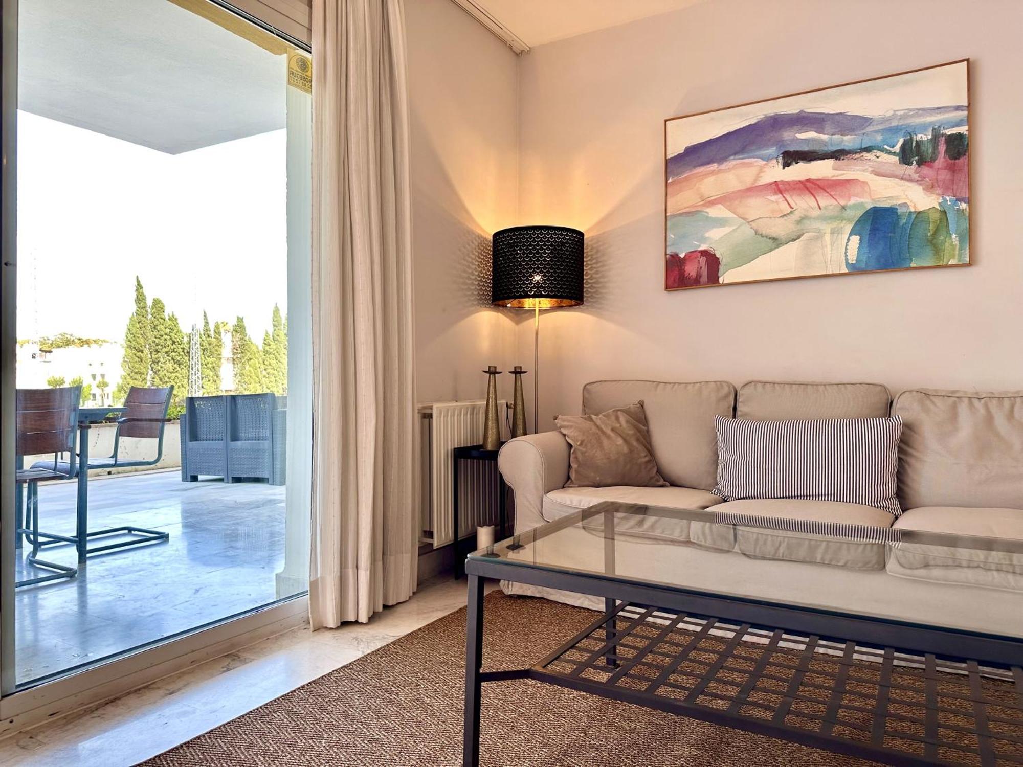 Blue House In Guadalmina Baja, With A Large Terrace Overlooking The Golf *